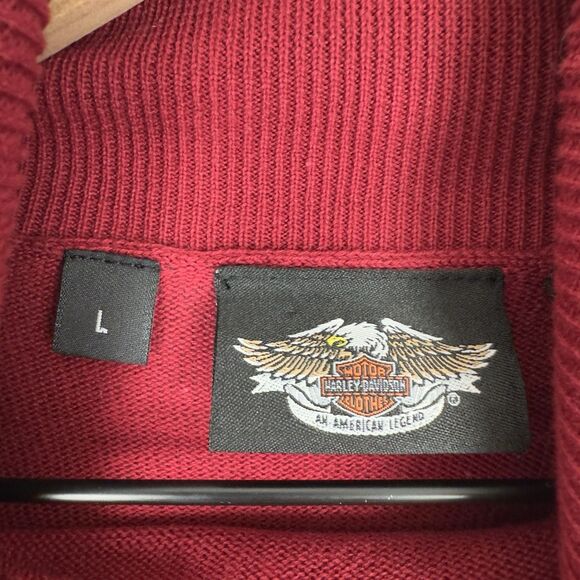 Y2K Harley Davidson Sweater Womens Large Red Embroidered Wings Studded Biker - Picture 8 of 16